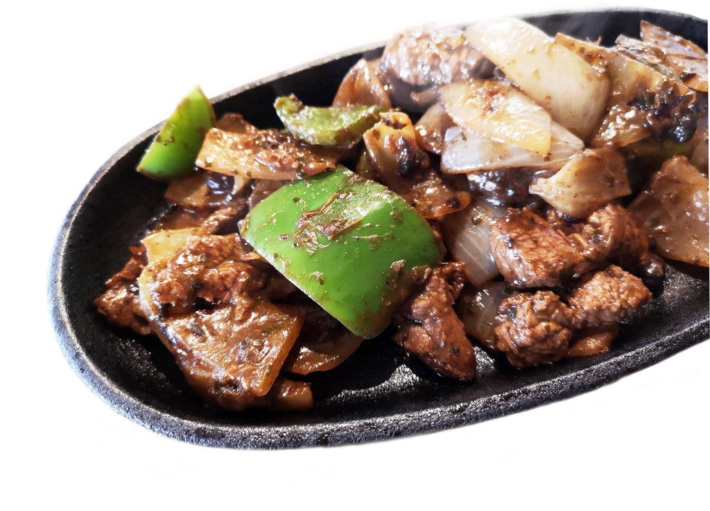 Beef, onions & green peppers in black bean sauce
