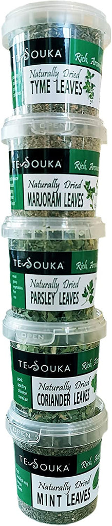 Herb set A: mint, coriander, parsley, tarragon, thyme (150ml pots)